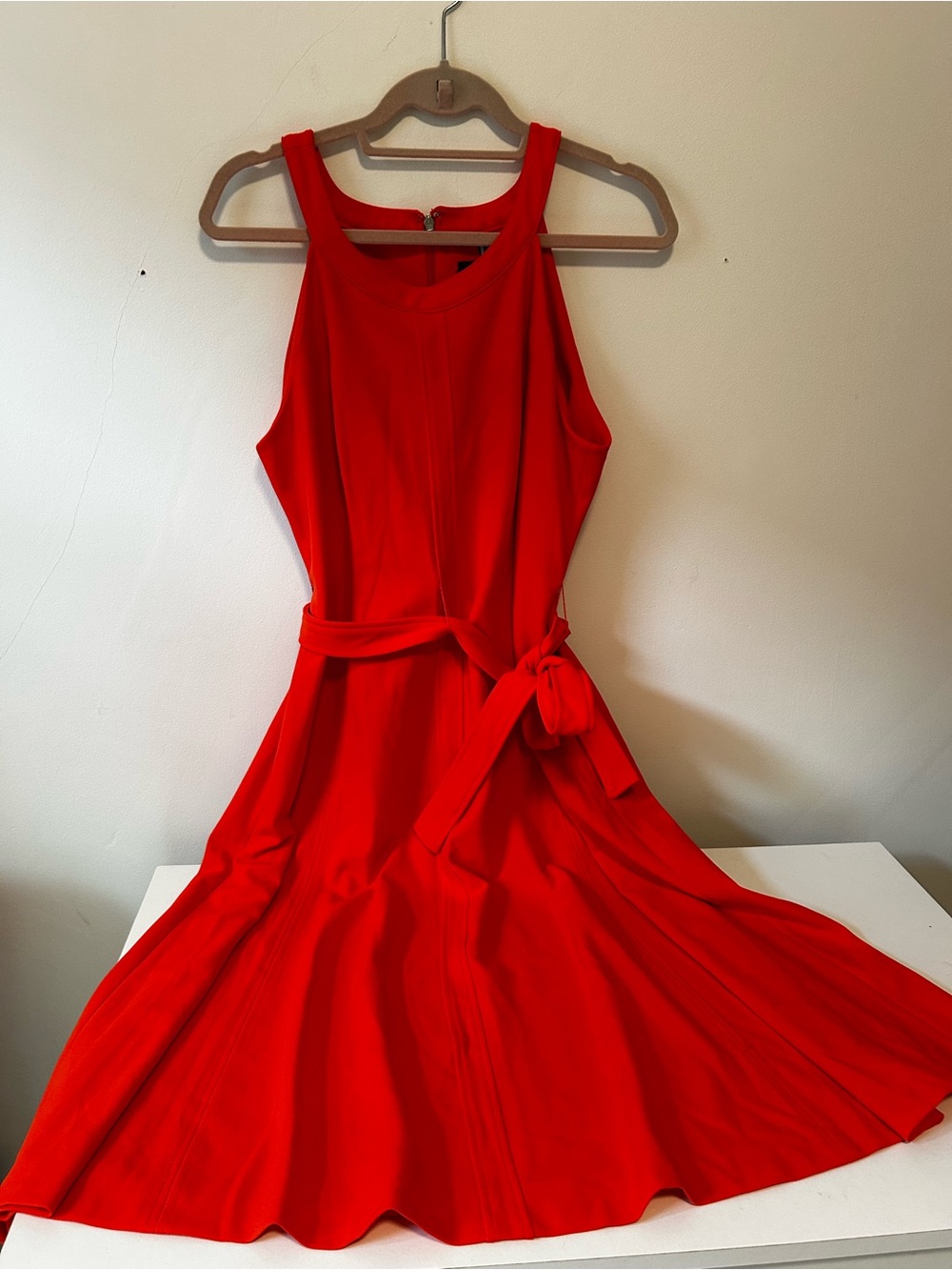 Tommy Hilfiger Bright Red Sleeveless Tie-Waist Midi Dress